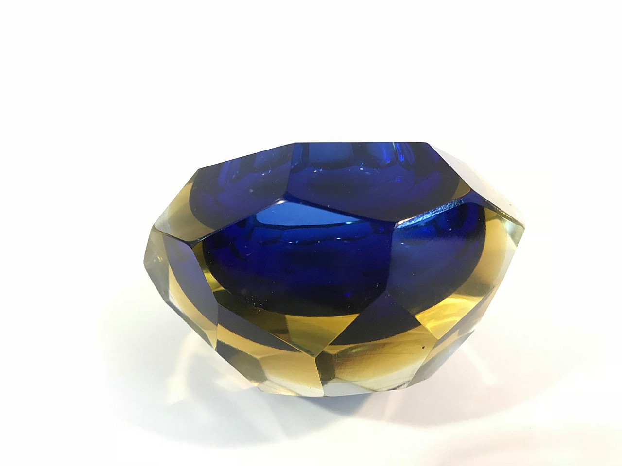 Posacenere in vetro di Murano blu e ambra 5