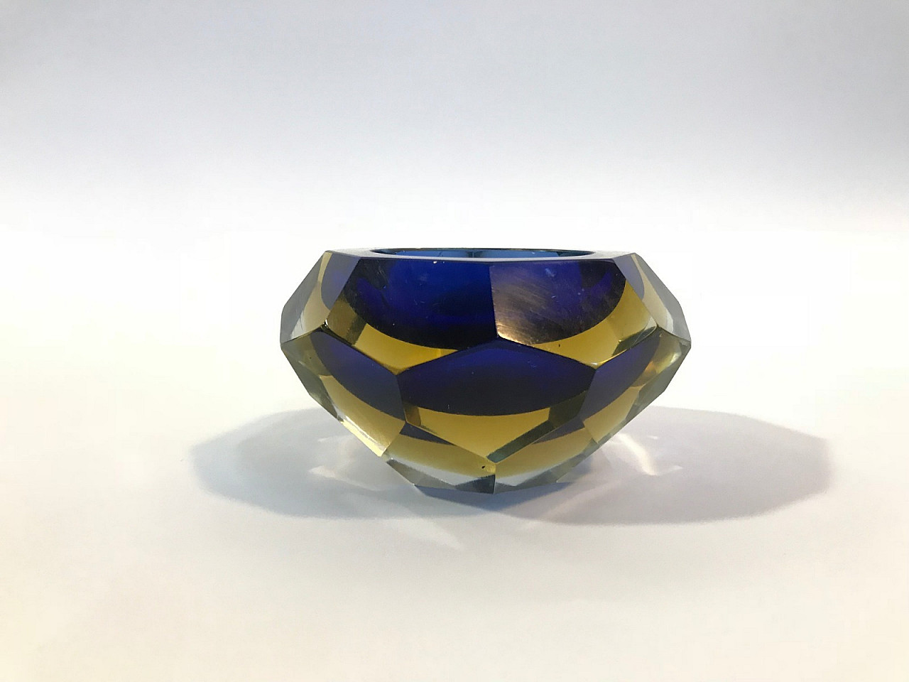 Posacenere in vetro di Murano blu e ambra 2