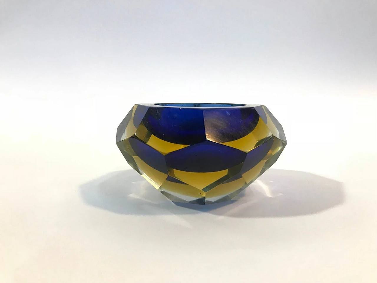 Posacenere in vetro di Murano blu e ambra 2