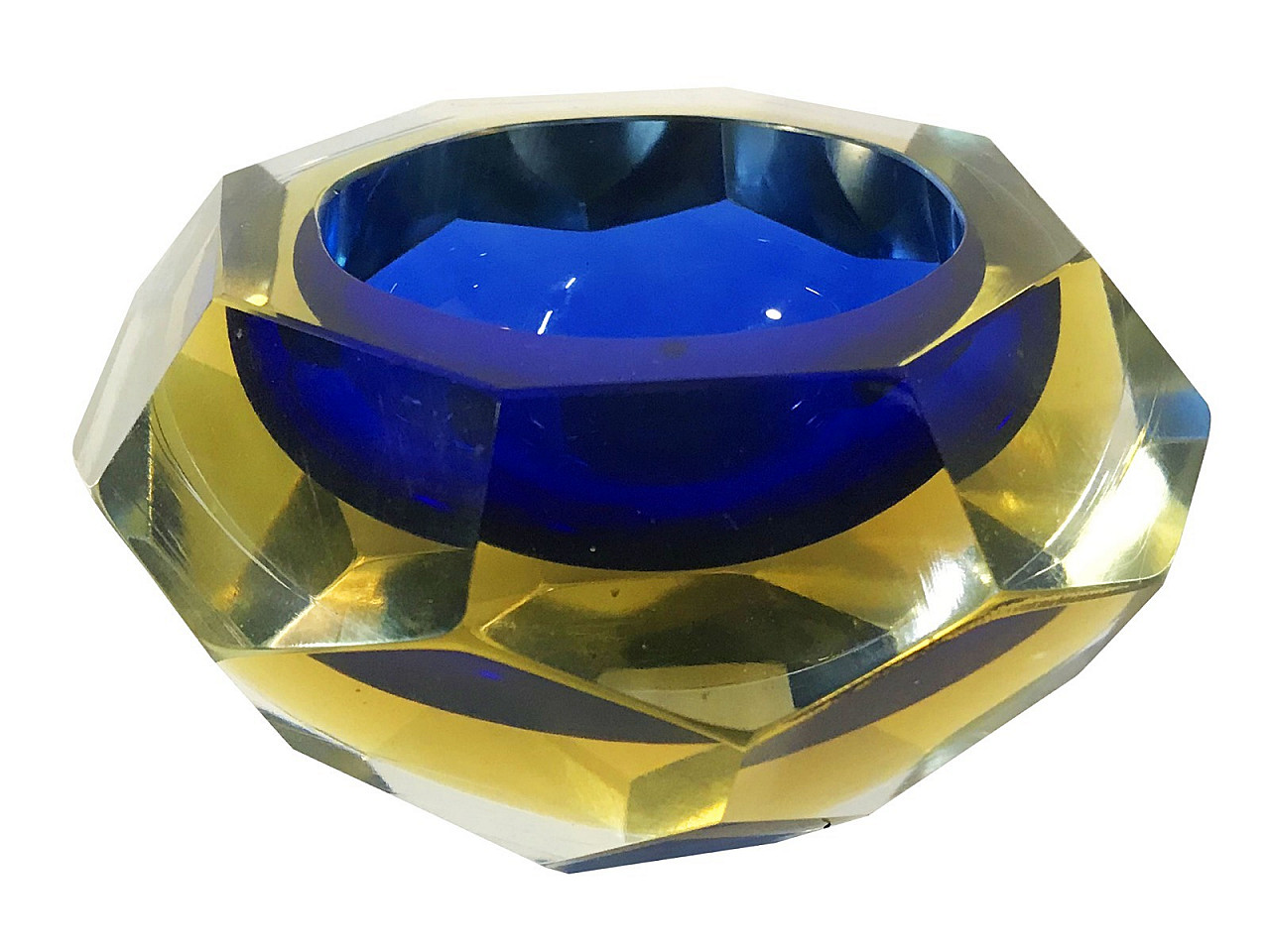 Posacenere in vetro di Murano blu e ambra 6