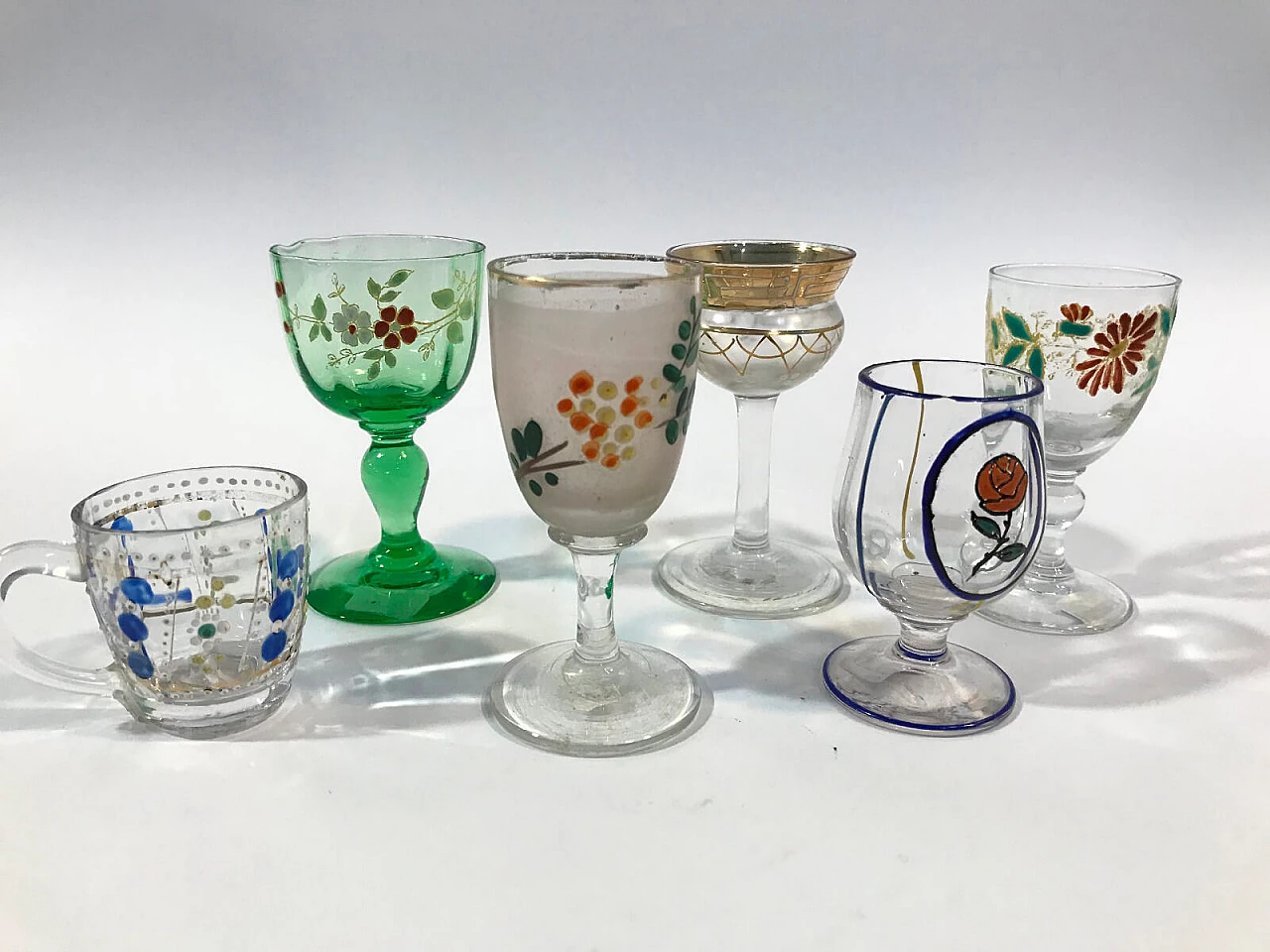 Set di 6 bicchieri policromi francesi '800 1048522