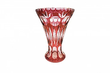 Vaso  in cristallo molato rosa, anni '60