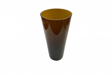 Vaso in vetro di murano color ambra scuro, anni '70