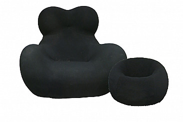 Black Up5 armchair and UP2 pouf by Gaetano Pesce for C&B