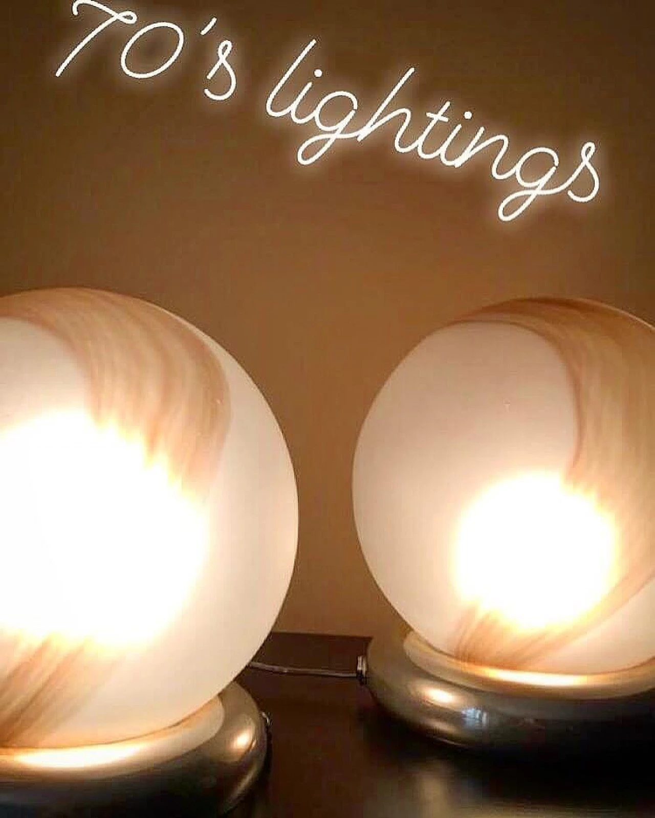 Pair of glass ball lamps from the 70s 4