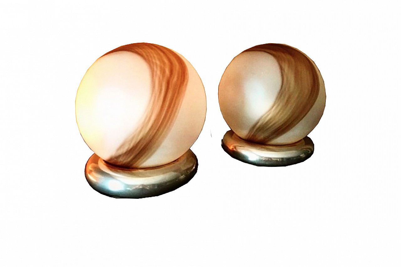 Pair of glass ball lamps from the 70s 1