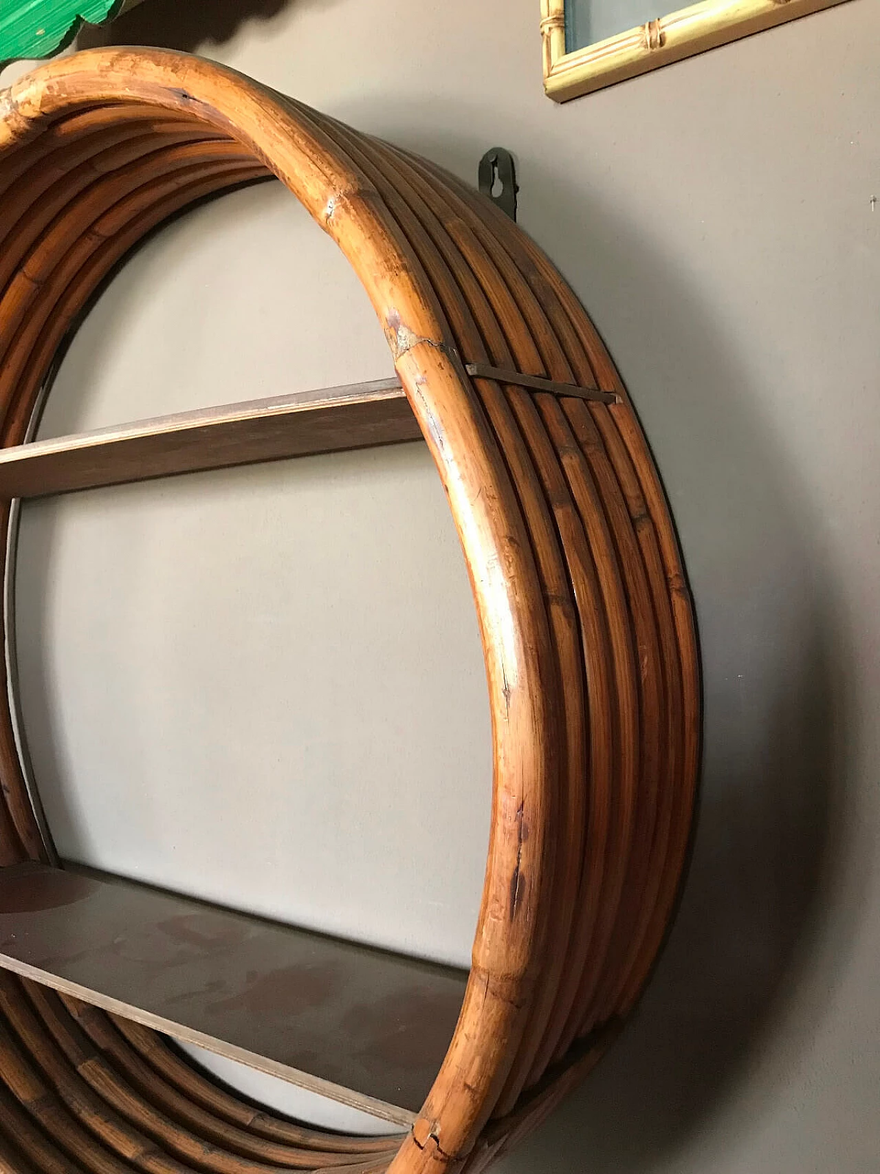 Paul Frankl bamboo round wall bookcase, late 40s 4