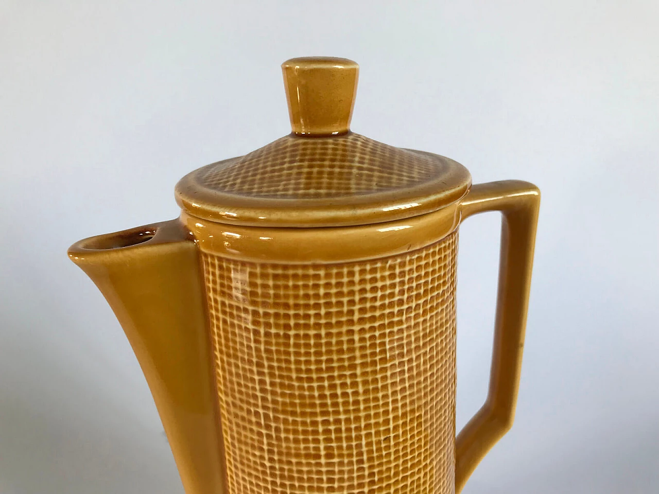 Set da caffe in ceramica reticolata gialla, Japan anni '60 4