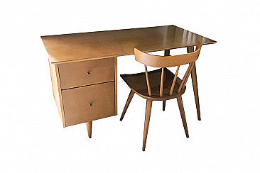 Planner desk by Paul McCobb with birch chair, 60s