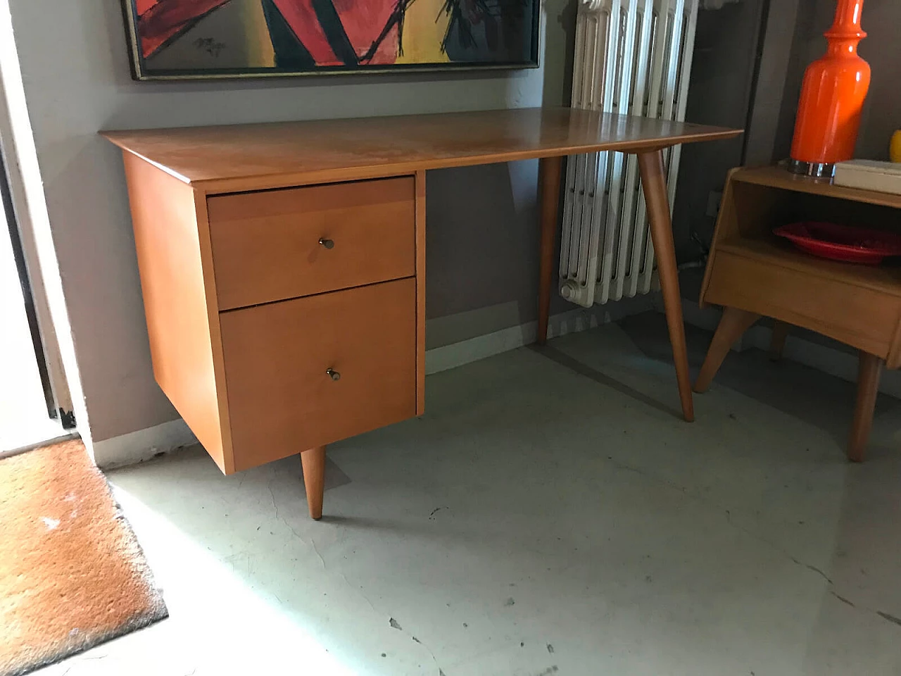 Planner desk by Paul McCobb with birch chair, 60s 3