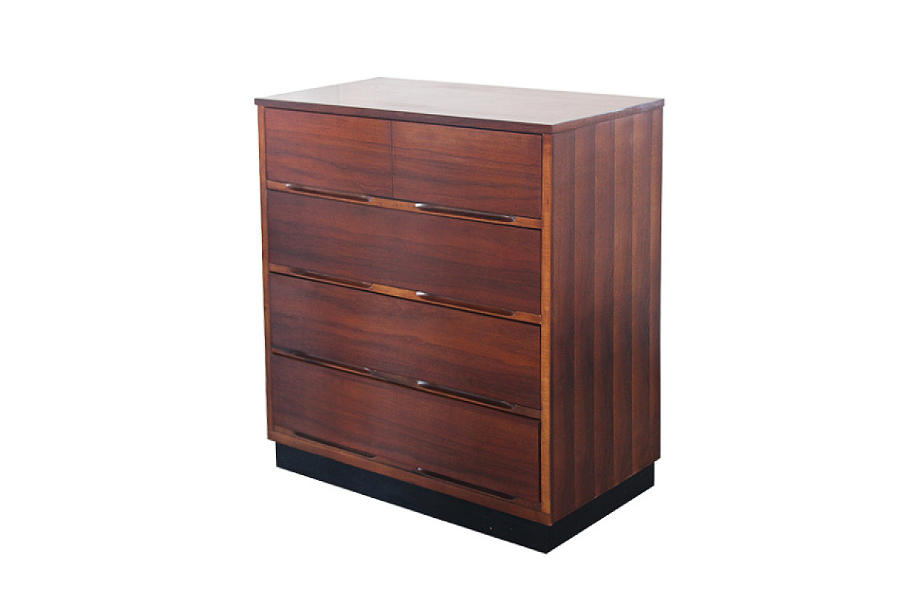 American walnut and yellow pine 4-drawer chest of drawers 1