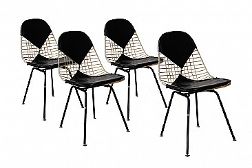 4 sedie nere Wire o Bikini di C.R. Eames  per H. Miller, anni '50