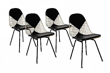 4 sedie nere Wire o Bikini di C.R. Eames  per H. Miller, anni '50