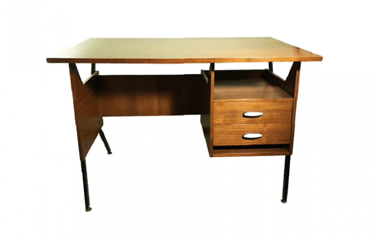 Scrivania o scrittoio italiano in teak anni '50  1