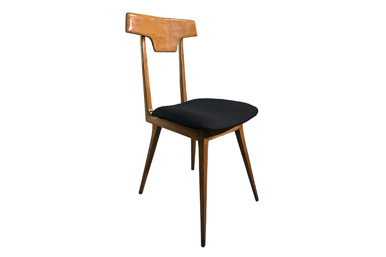 Italian beech chair with shaped back of the 50s 1