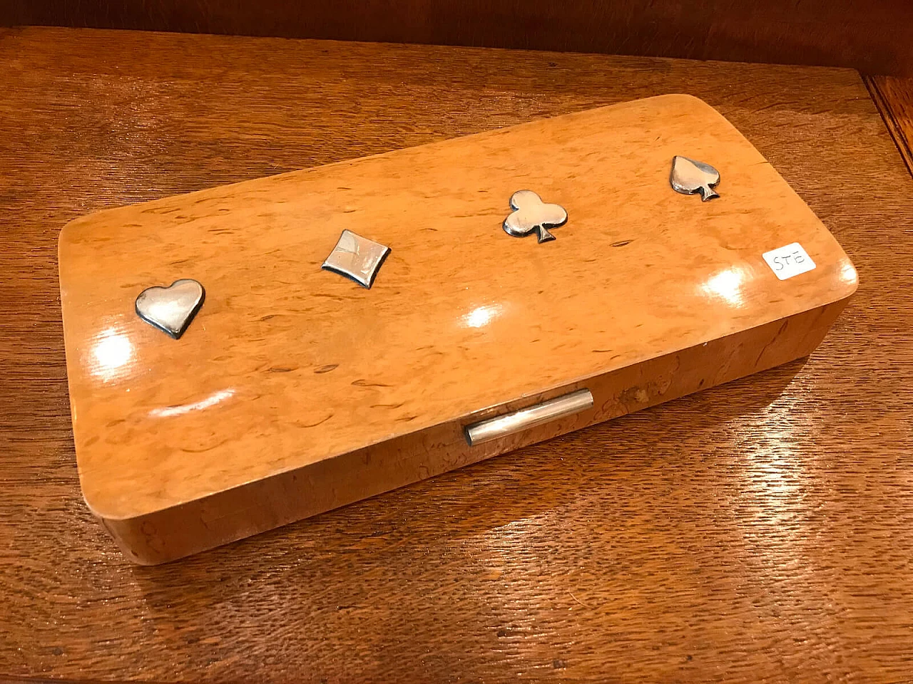 Set da gioco in radica con elementi in argento, anni '40 2