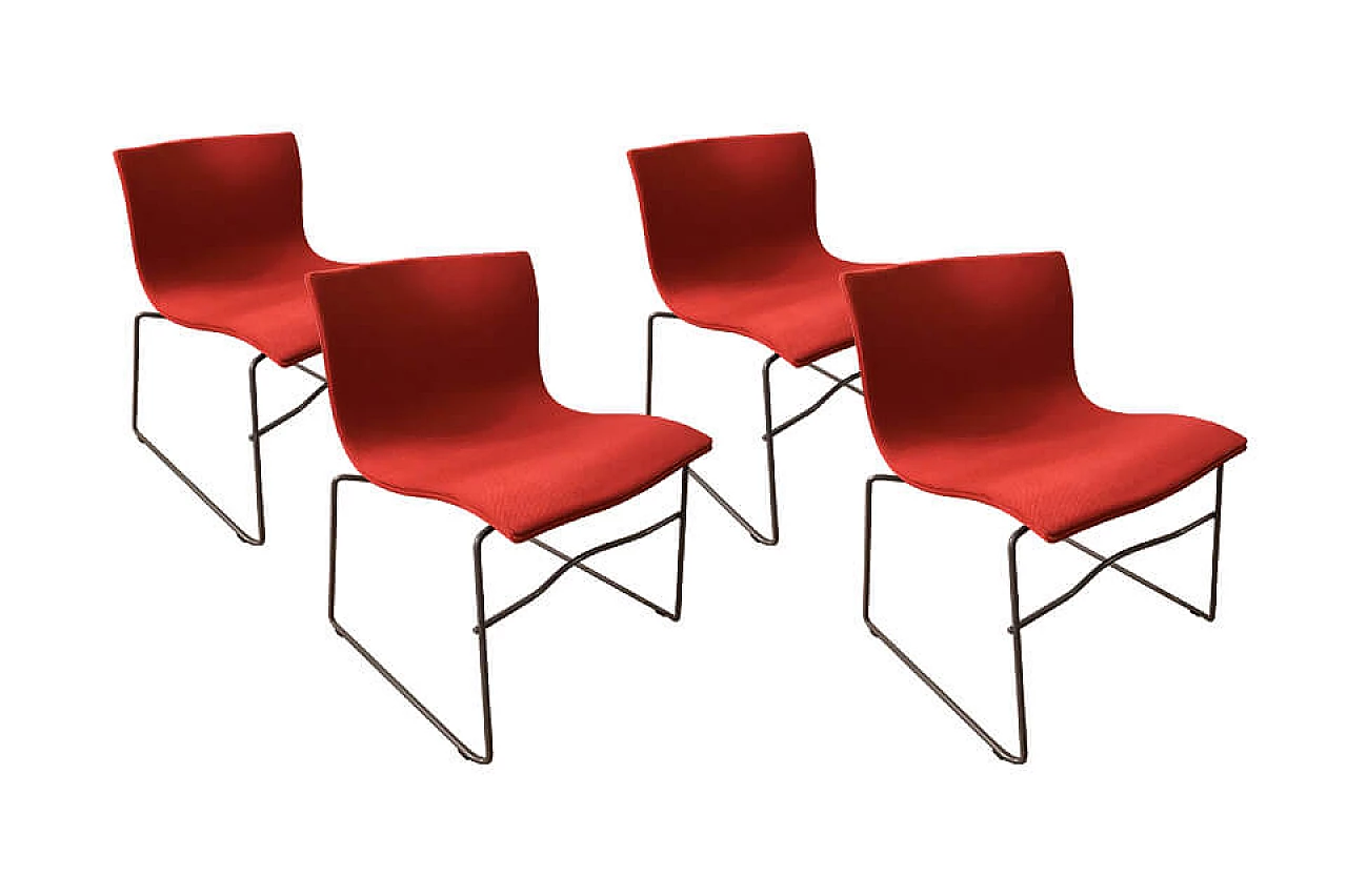 4 sedie rosse "Handkerchief," di L. e M. Vignelli per Knoll 1