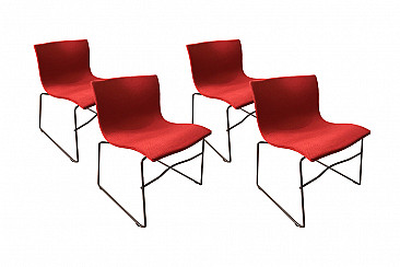 4 sedie rosse Handkerchief, di L. e M. Vignelli per Knoll