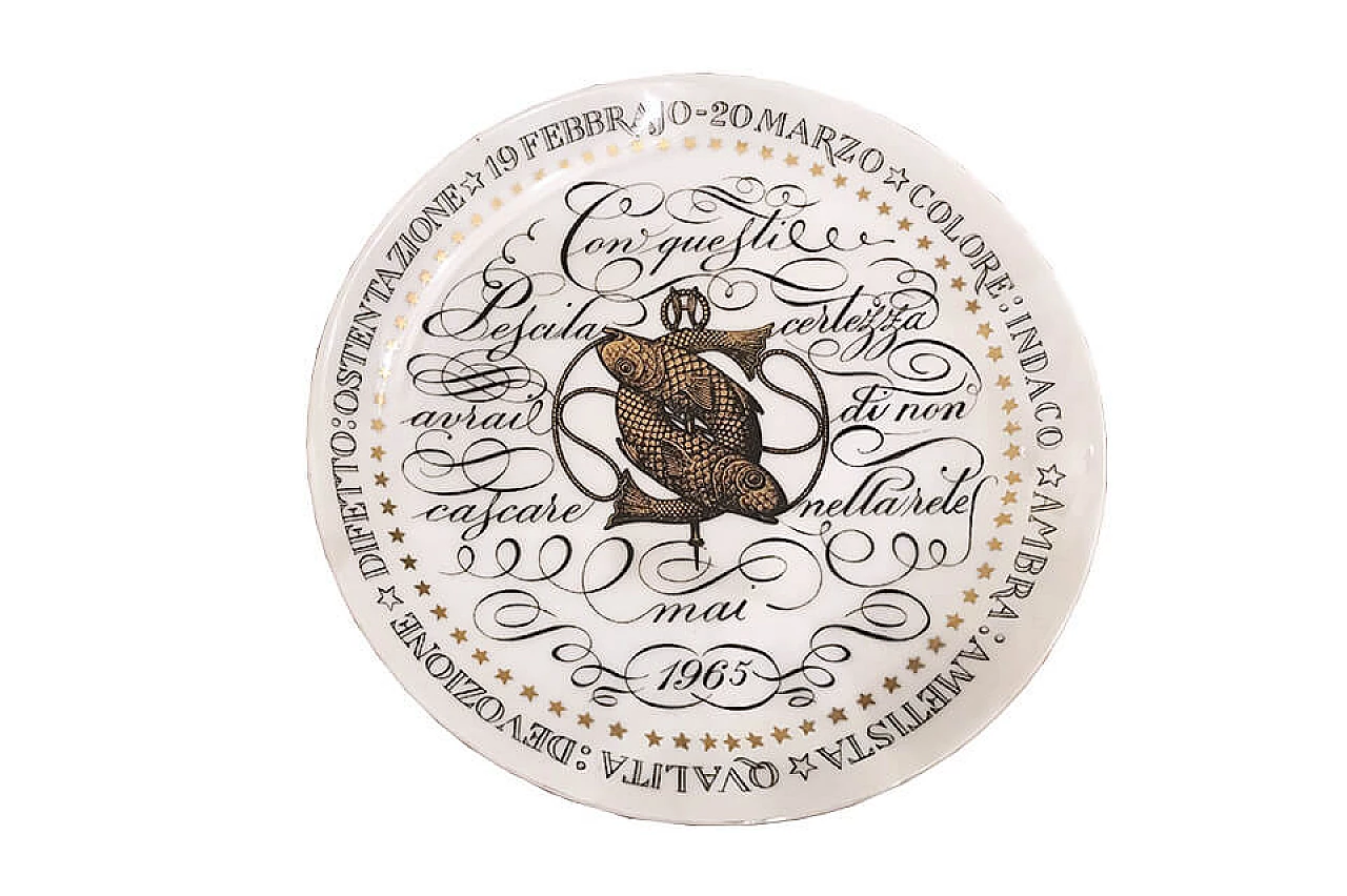Piatto con i Pesci serie "Zodiaci" di P. Fornasetti per Perugia 1