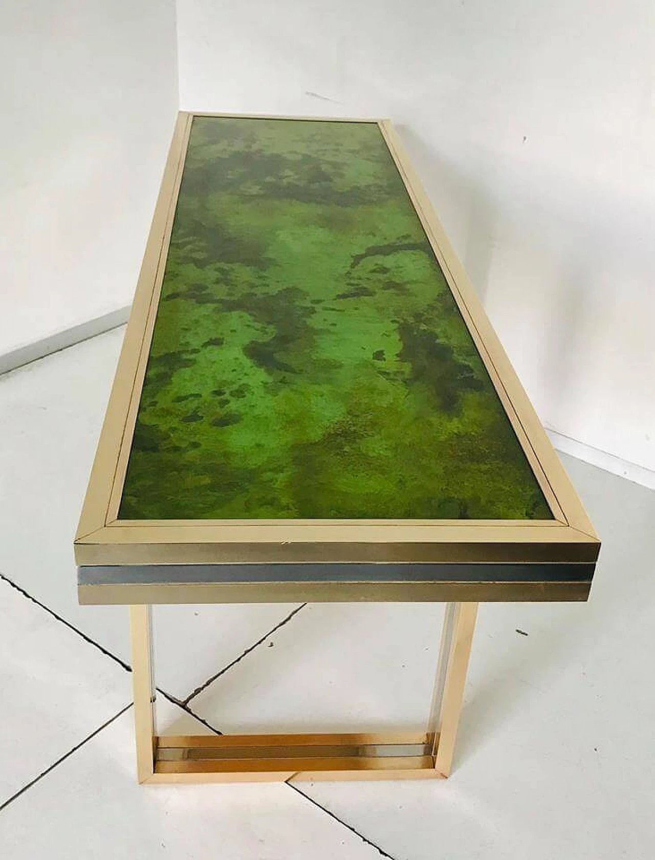 Romeo Rega 70s design brass and glass console table 7