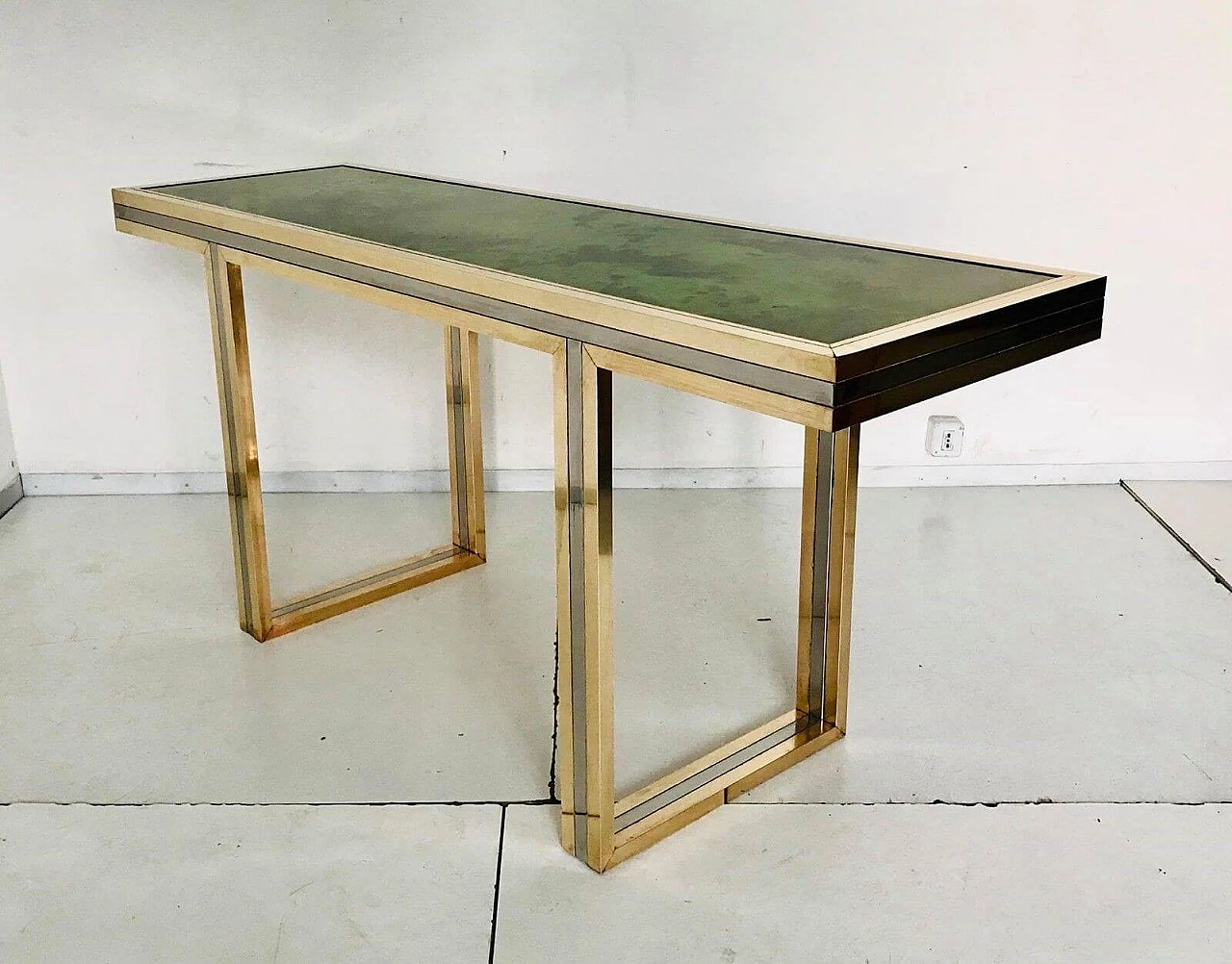 Romeo Rega 70s design brass and glass console table 2