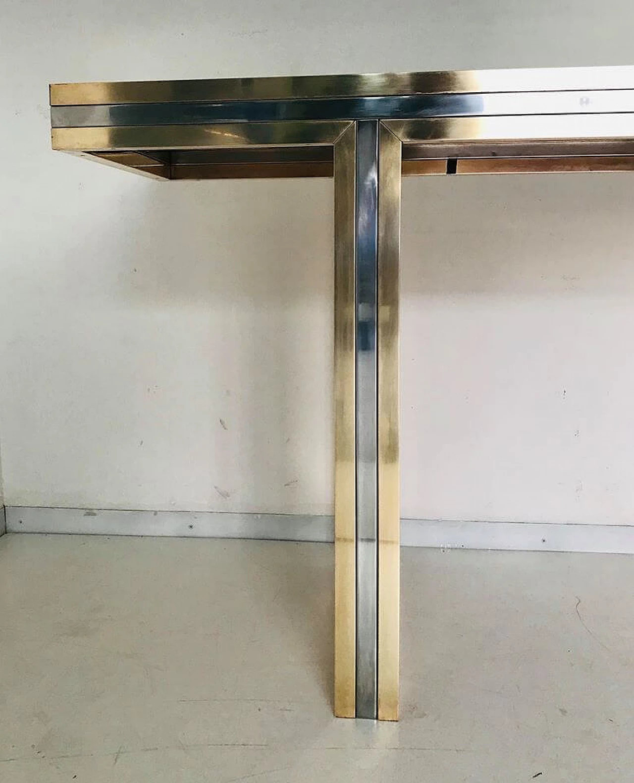 Romeo Rega 70s design brass and glass console table 9