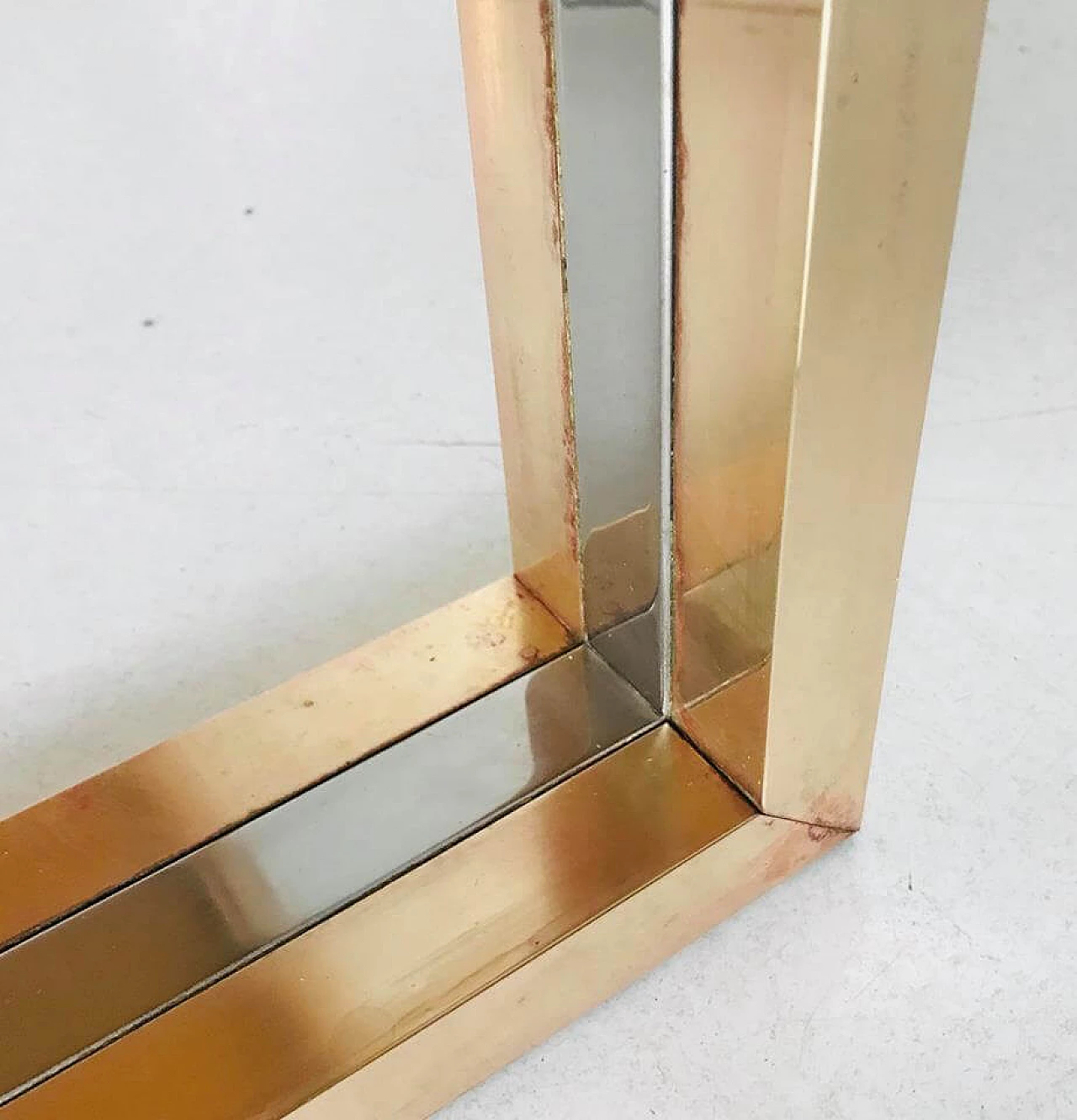 Romeo Rega 70s design brass and glass console table 10