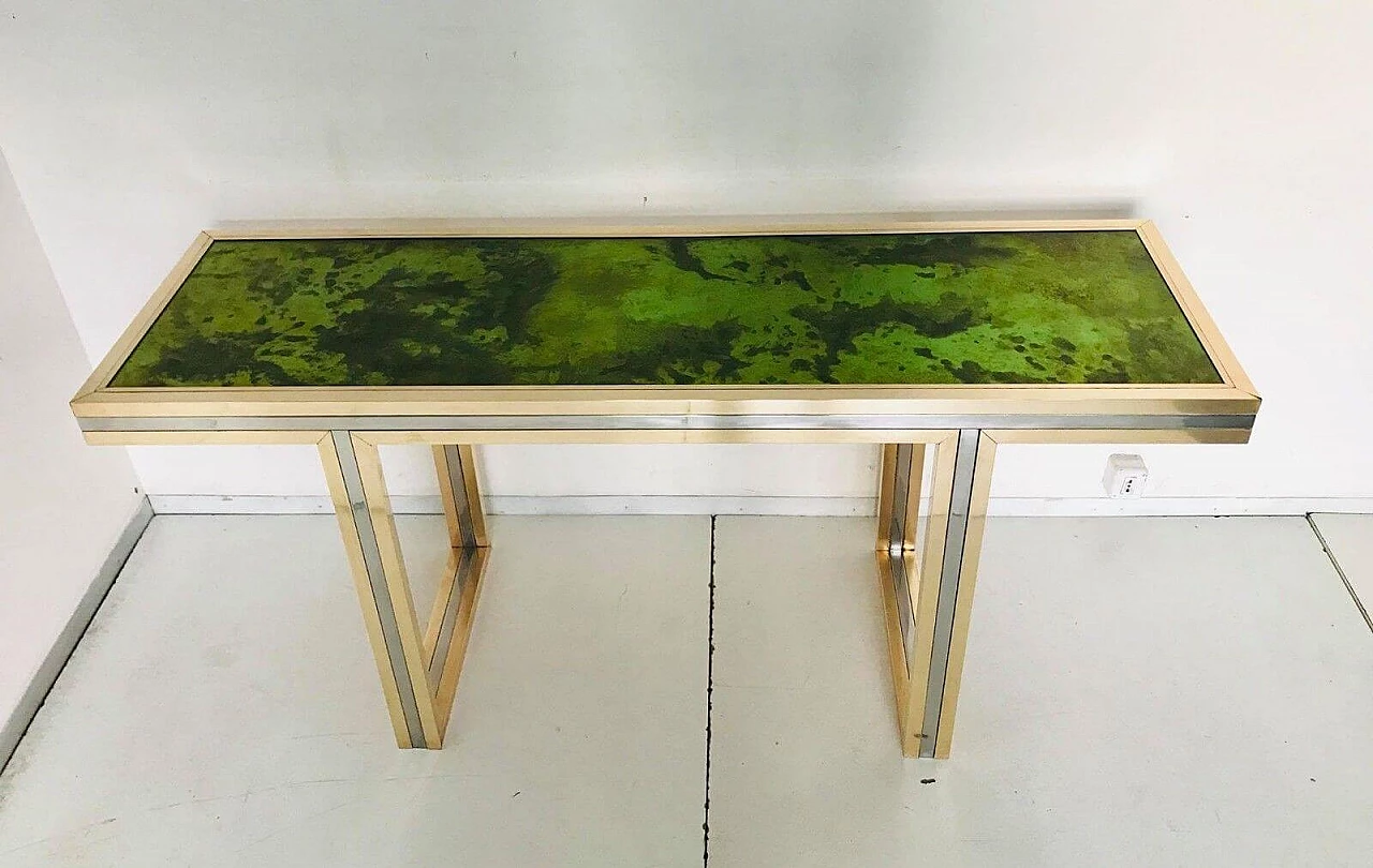 Romeo Rega 70s design brass and glass console table 13