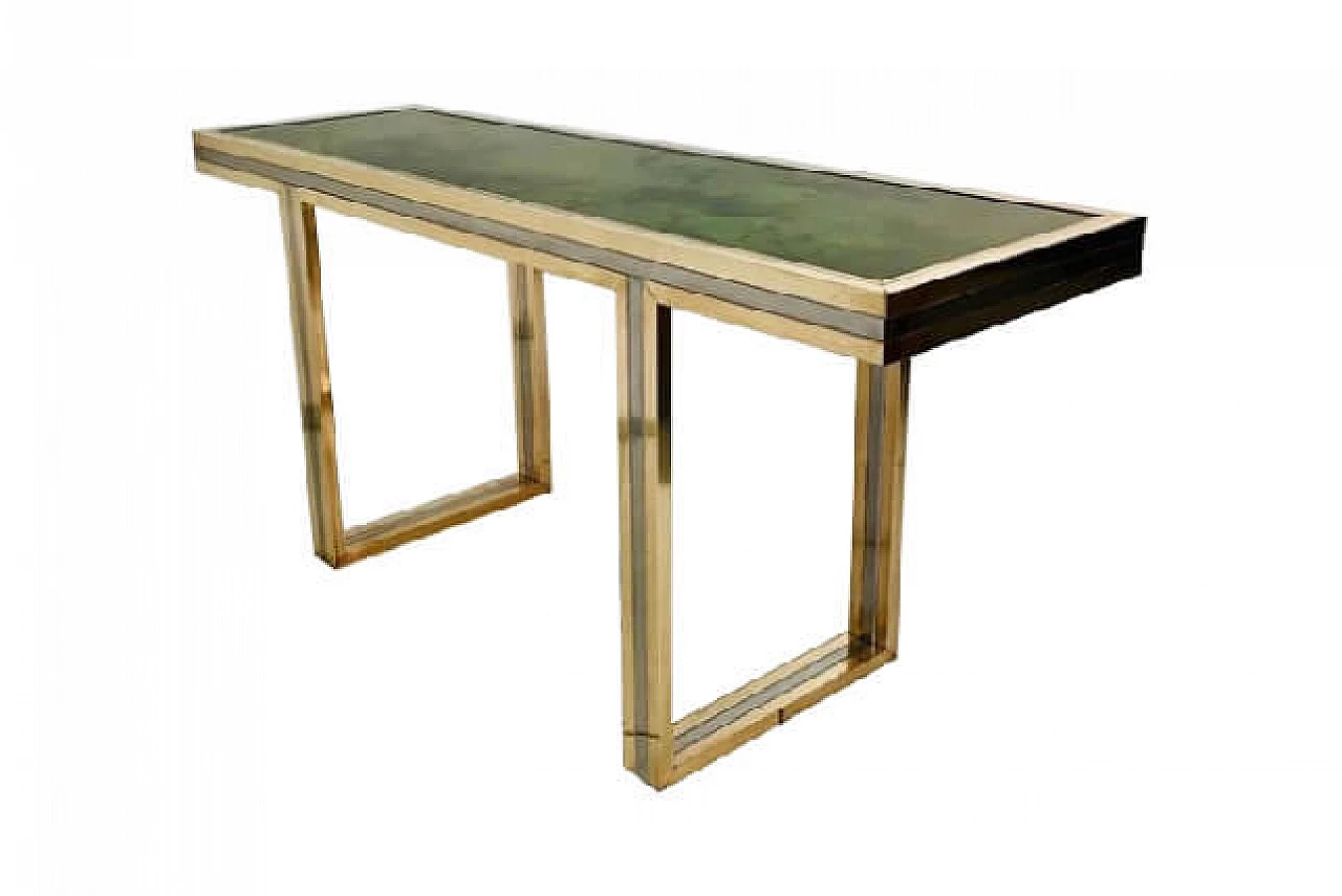 Romeo Rega 70s design brass and glass console table 1