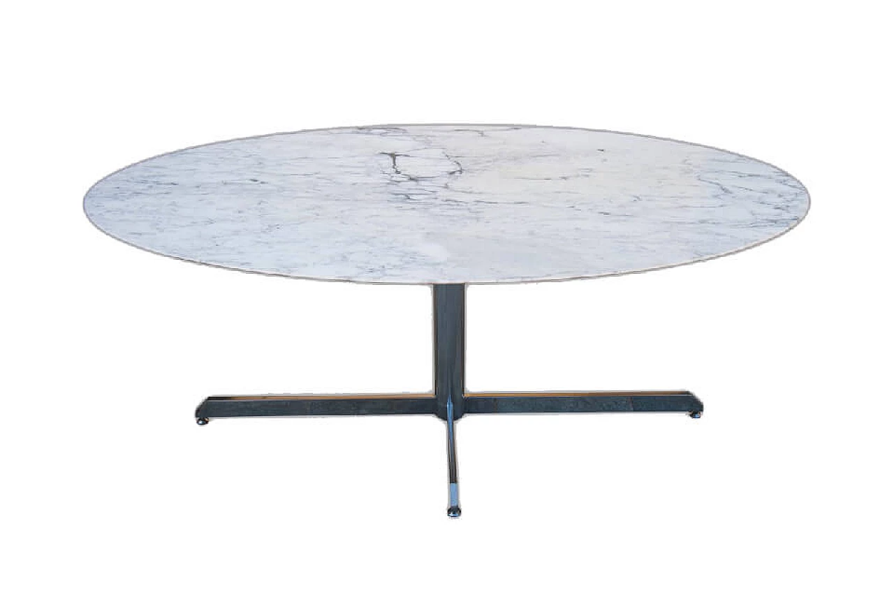Oval marble table with chromed legs, 50s 1