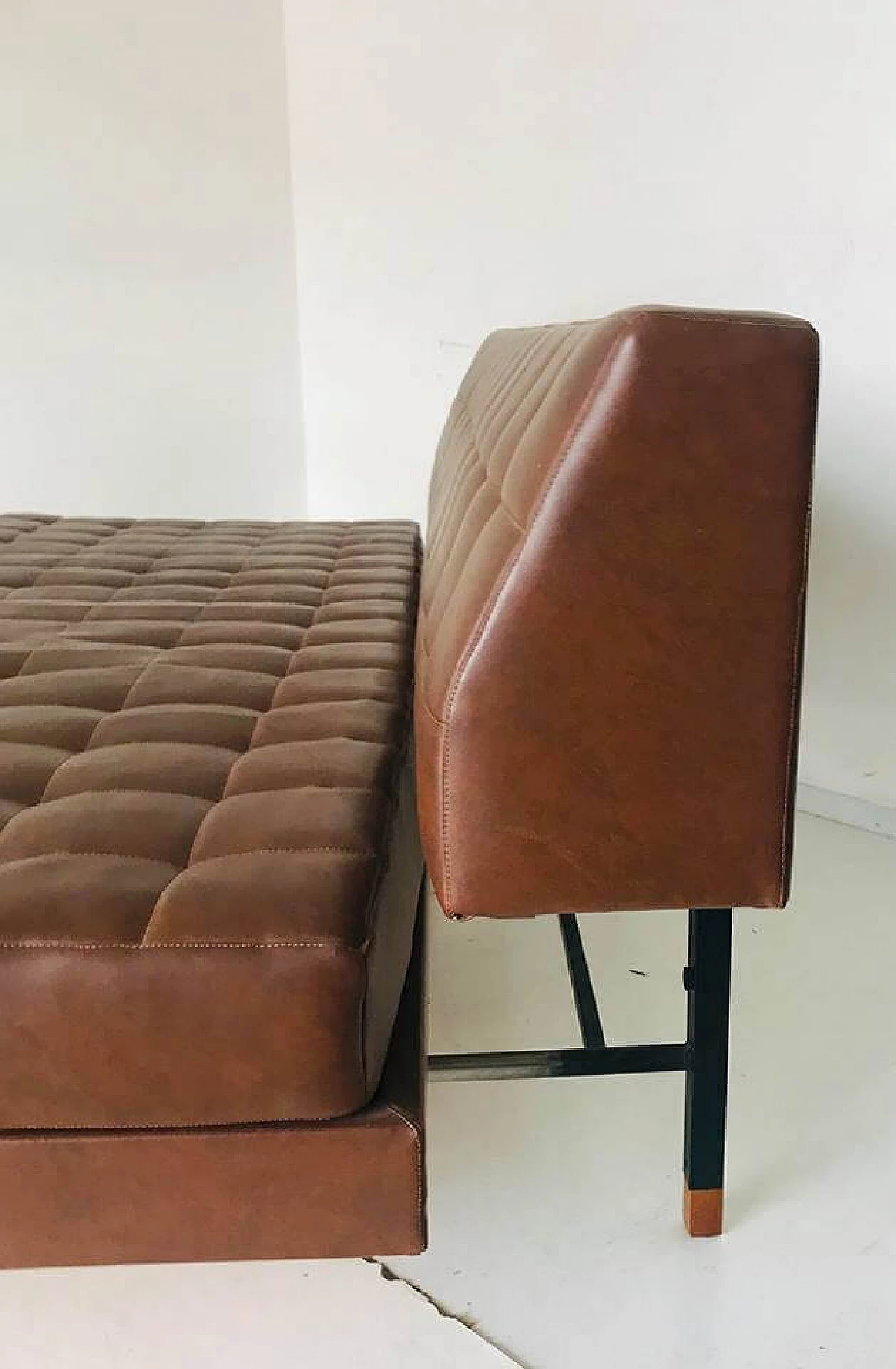 Zanuso style sofa in sky brown, 70's 4