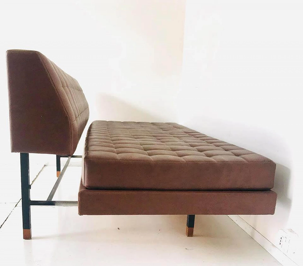 Zanuso style sofa in sky brown, 70's 3