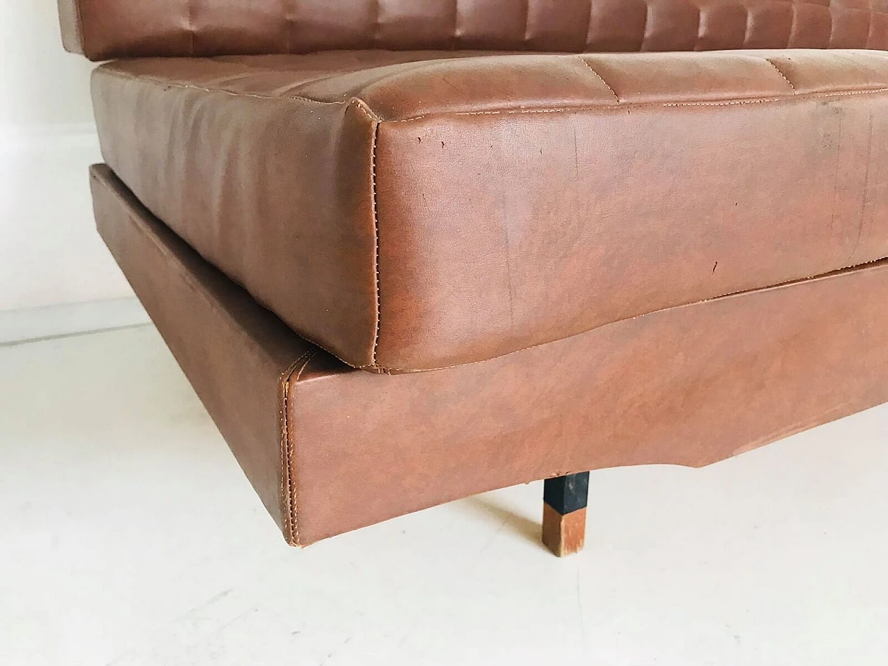 Zanuso style sofa in sky brown, 70's 7