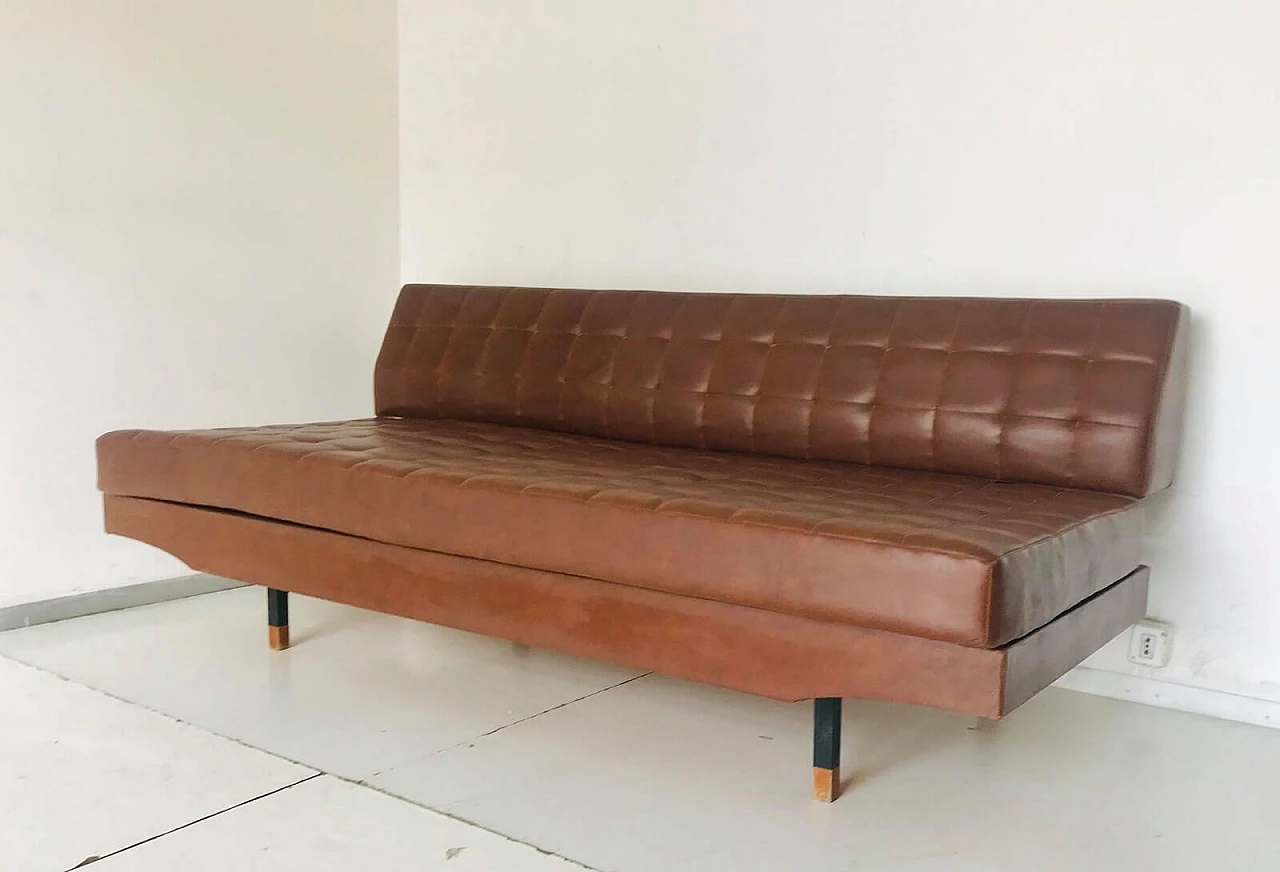 Zanuso style sofa in sky brown, 70's 2