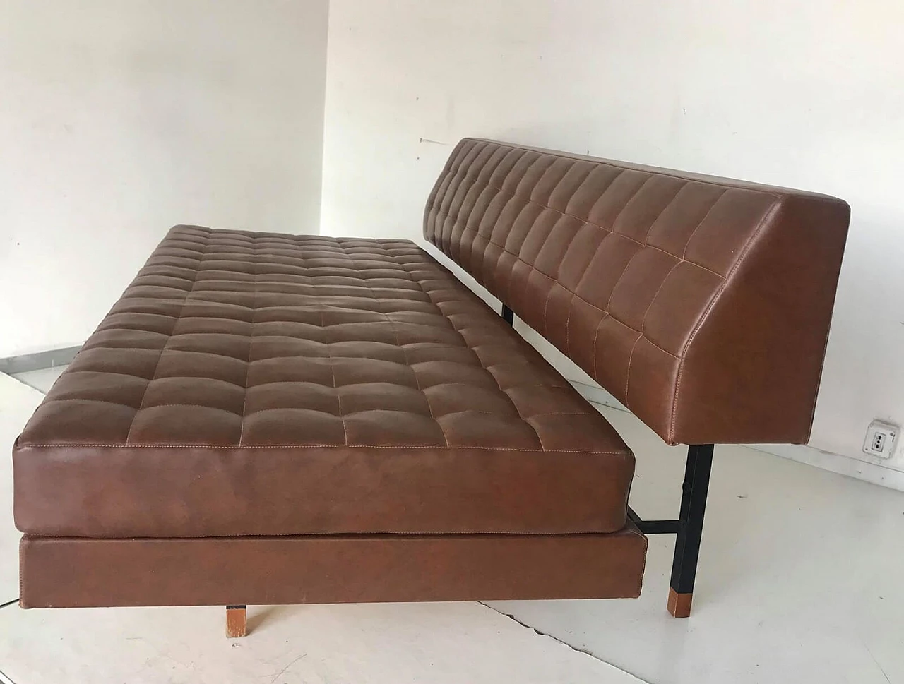 Zanuso style sofa in sky brown, 70's 12