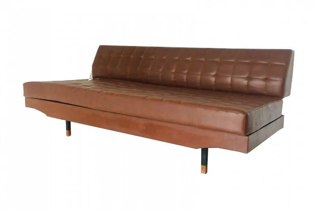Zanuso style sofa in sky brown, 70's 1
