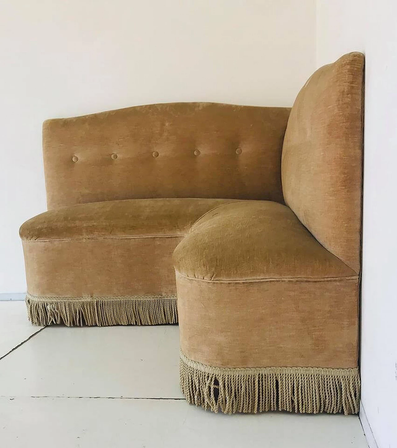 Brown corner sofa, Gio Ponti style, 1950s 3