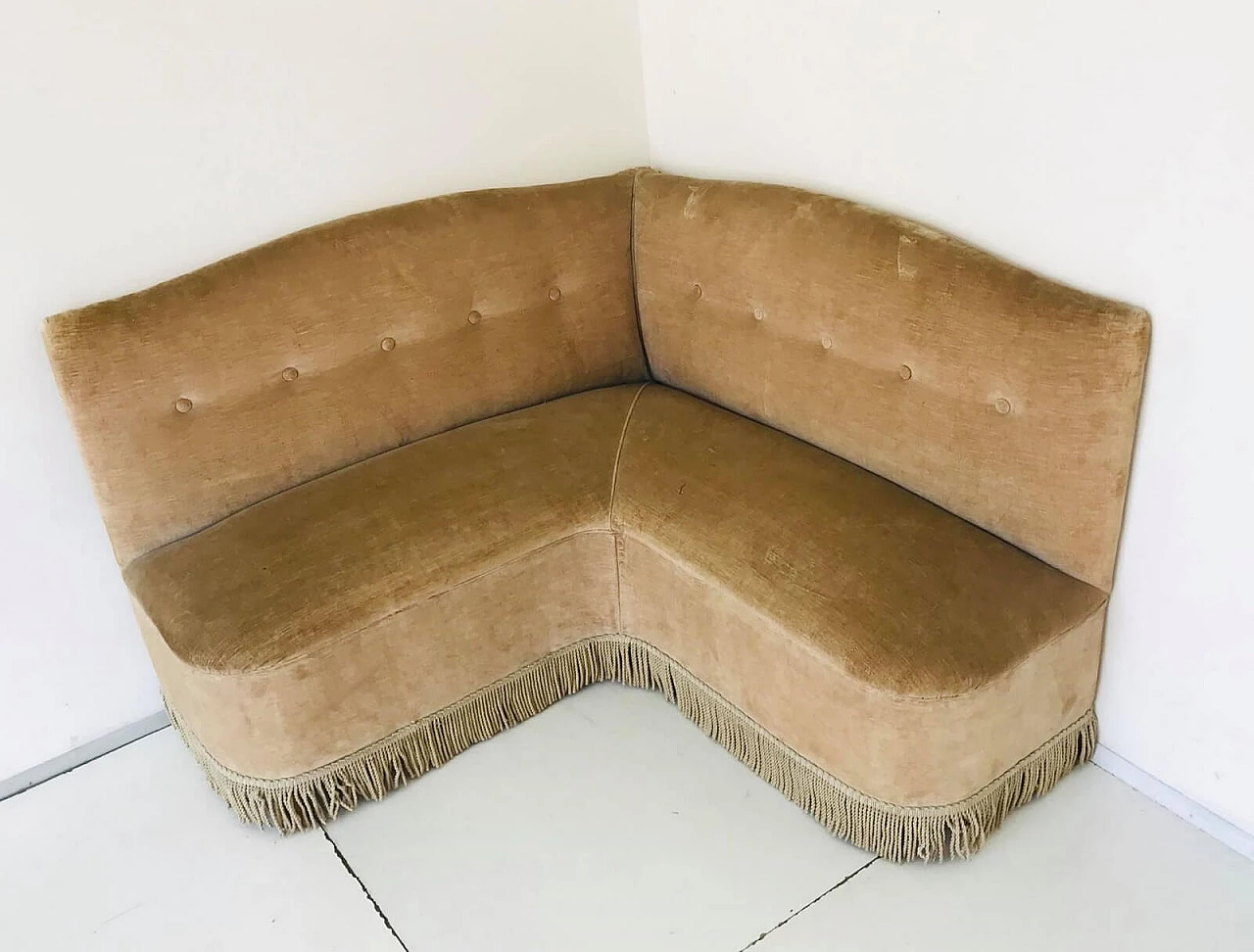 Brown corner sofa, Gio Ponti style, 1950s 7