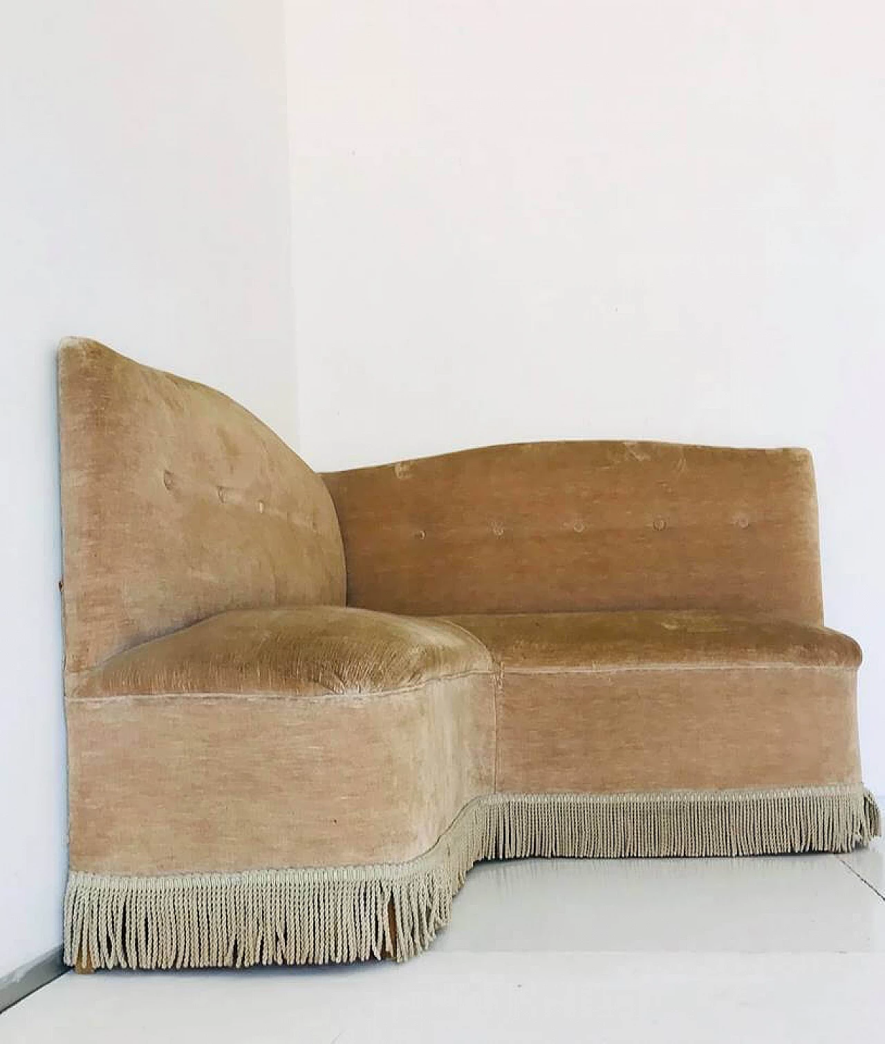 Brown corner sofa, Gio Ponti style, 1950s 9