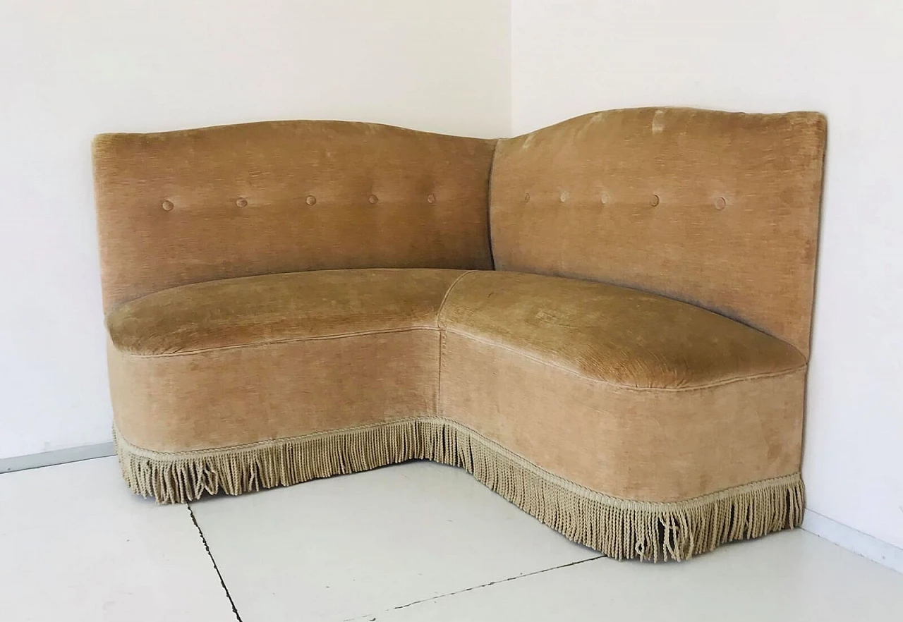Brown corner sofa, Gio Ponti style, 1950s 2