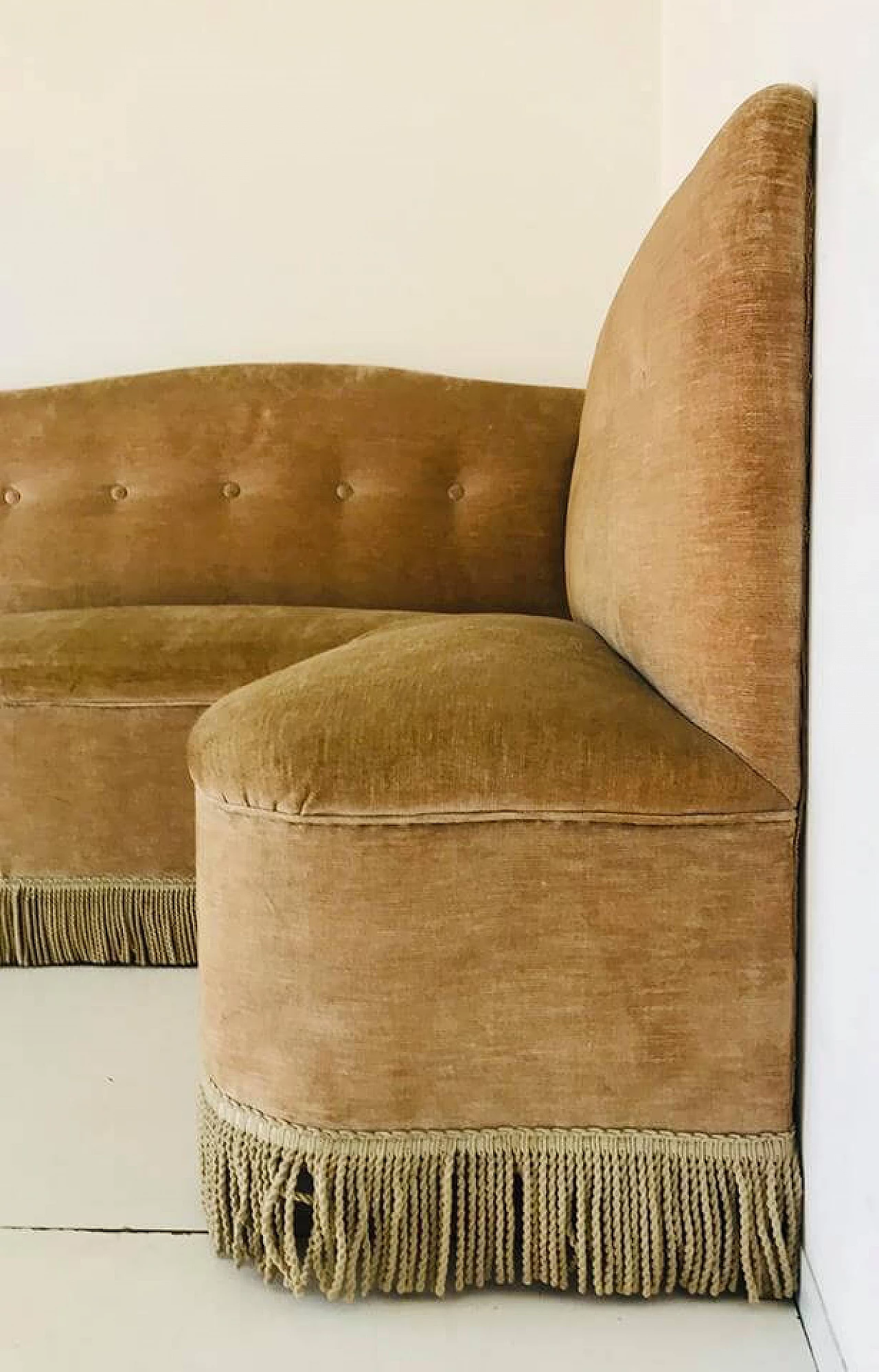 Brown corner sofa, Gio Ponti style, 1950s 11
