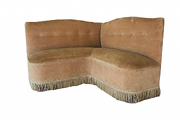 Brown corner sofa, Gio Ponti style, 1950s