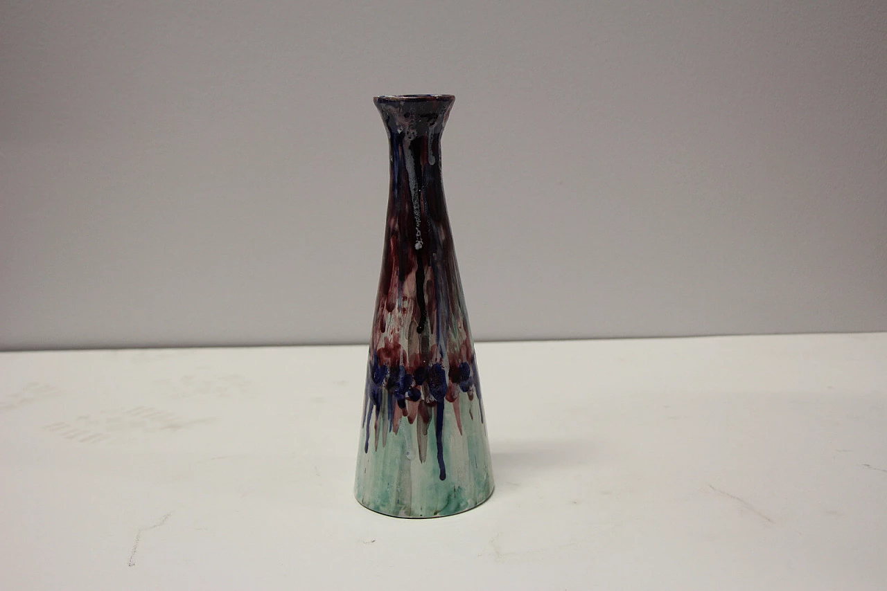 Piccolo vaso di G. Barile in ceramica policroma, anni '50 2