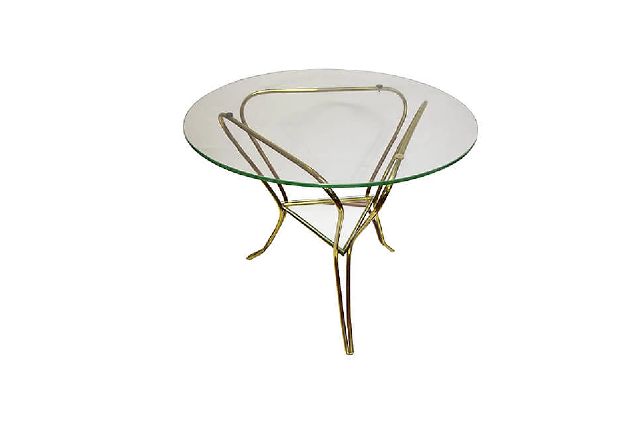 Round coffee table with two tops in glass and brass 1