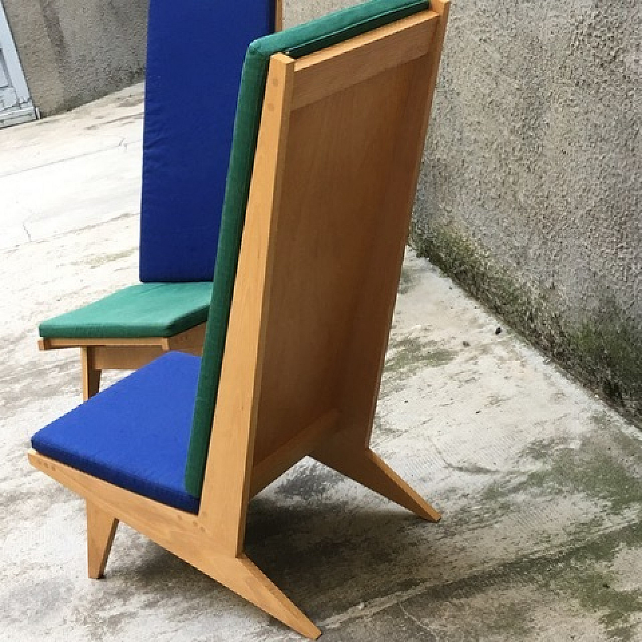 Pair of armchairs with elongated backrest, Italy '70s 3