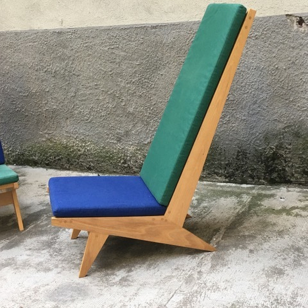 Pair of armchairs with elongated backrest, Italy '70s 4