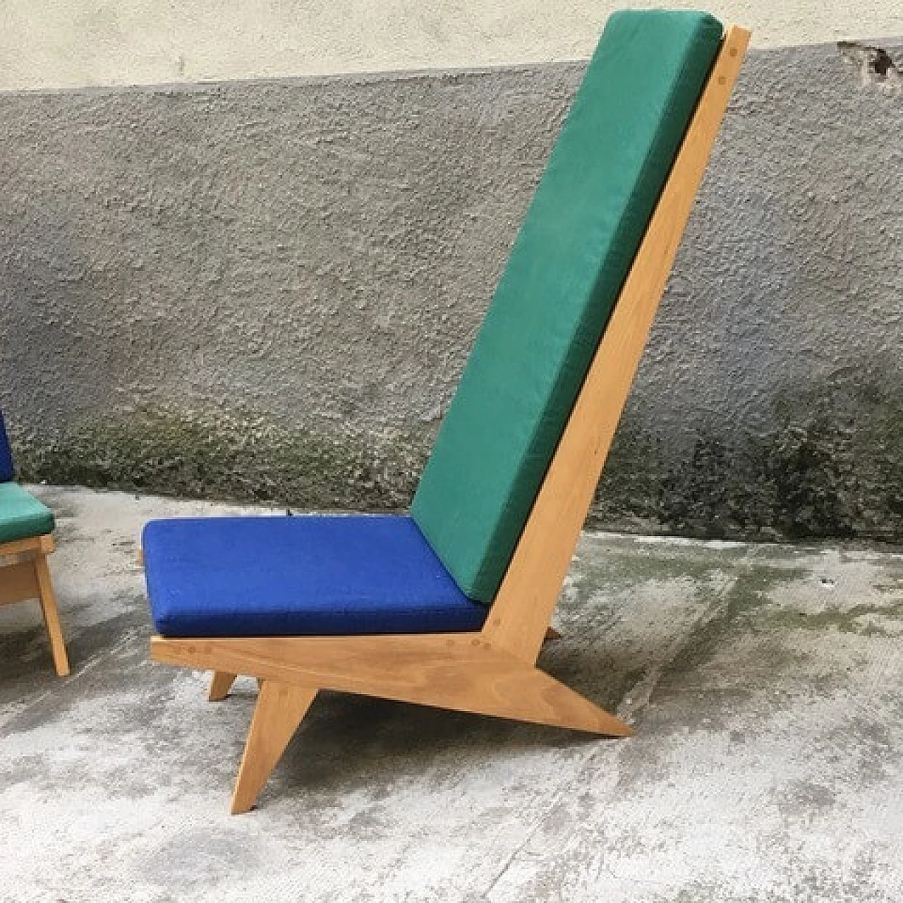 Pair of armchairs with elongated backrest, Italy '70s 4