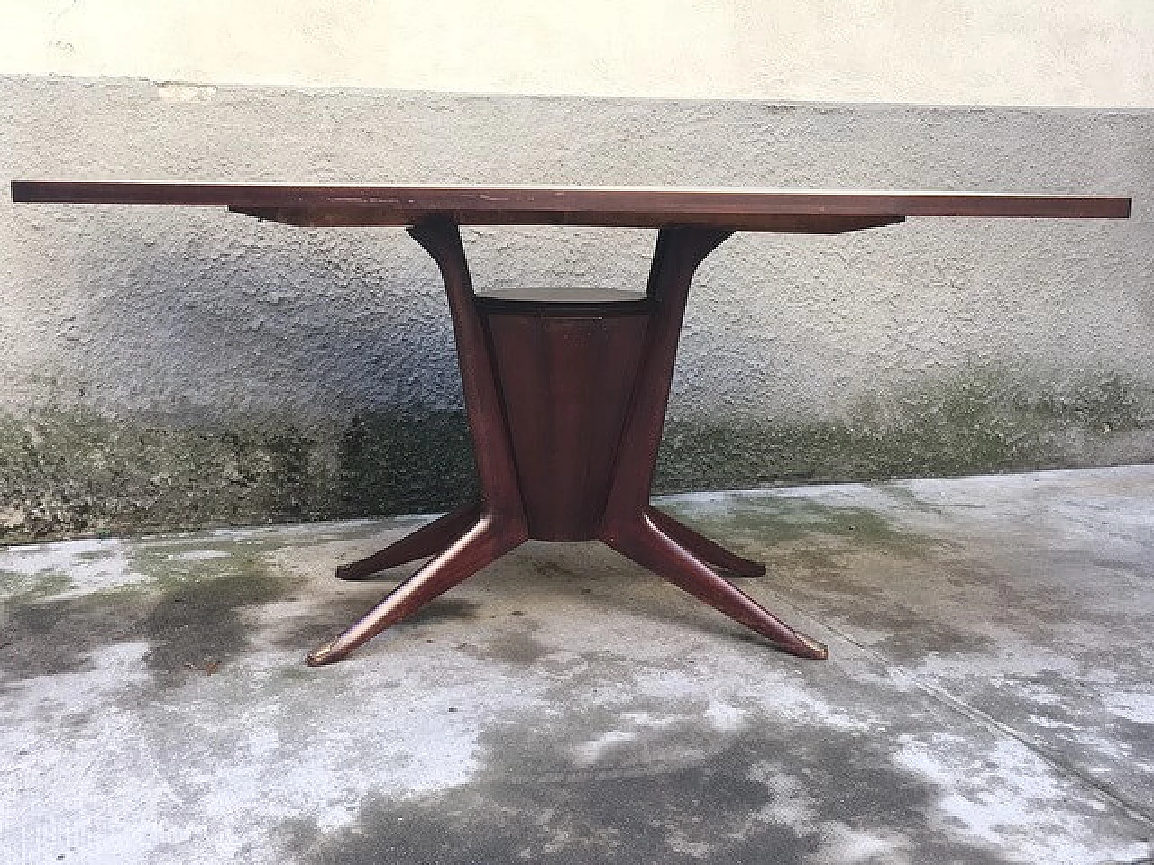 Italian Mid Century dining table with glass top, Italy, 50s 4