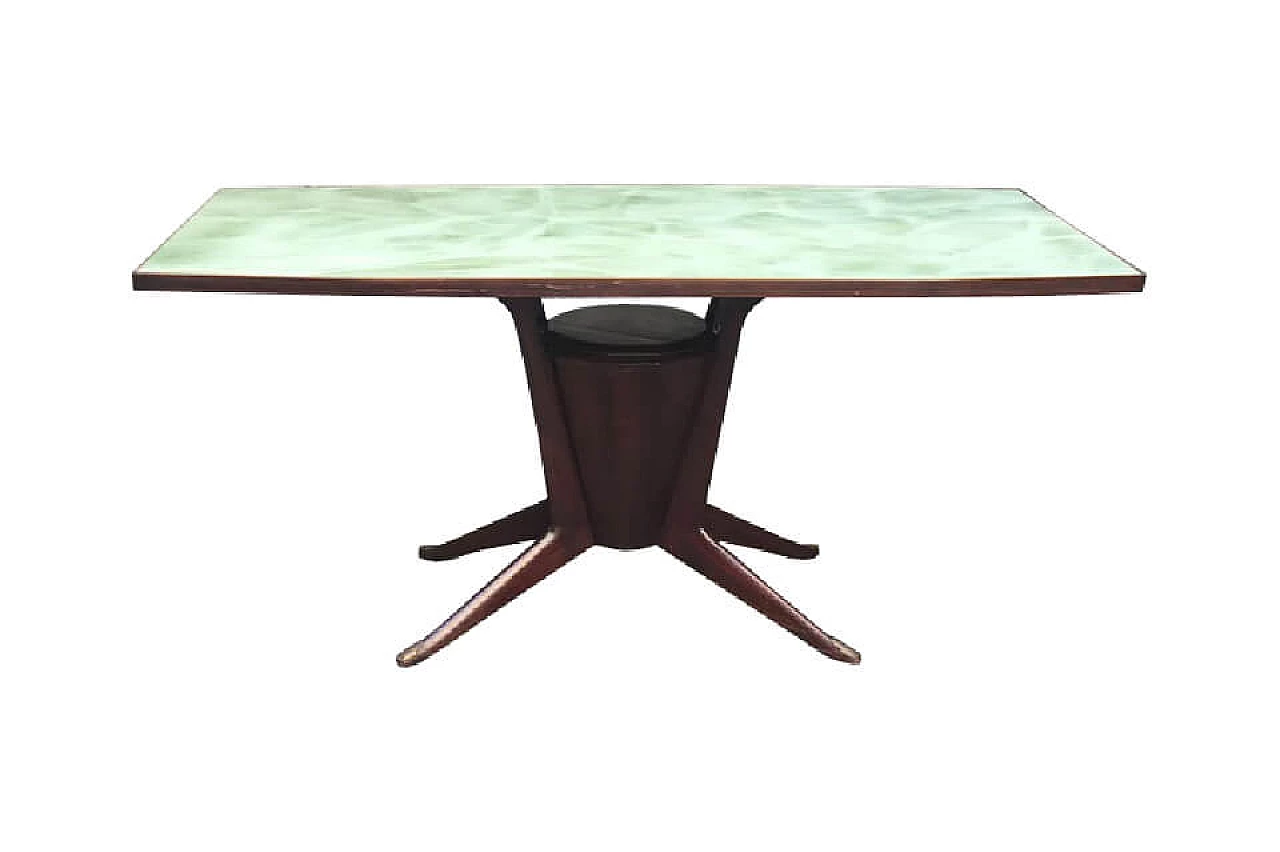 Italian Mid Century dining table with glass top, Italy, 50s 1