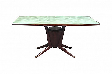Italian Mid Century dining table with glass top, Italy, 50s